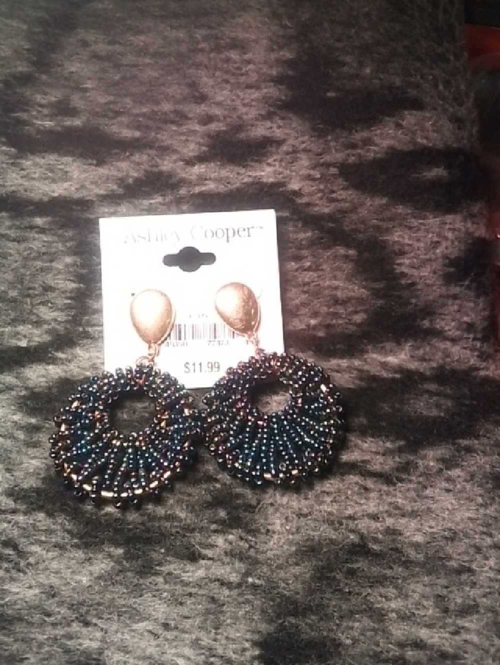 Ashley Cooper Iridescent Teal and Purple Beaded Circle Earrings